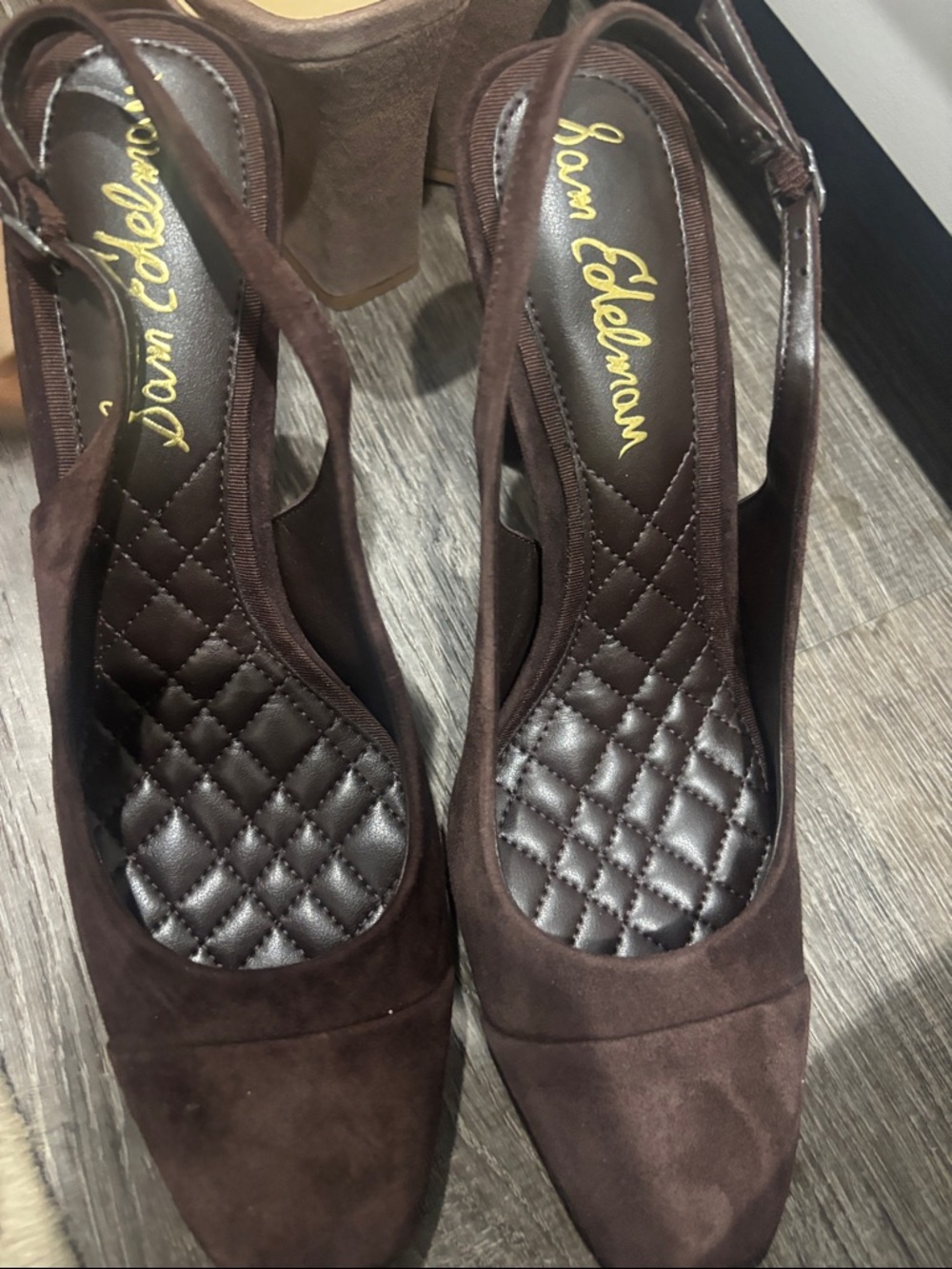 Sam Edelman Essa Chocolate Brown Suede Slingback Heels